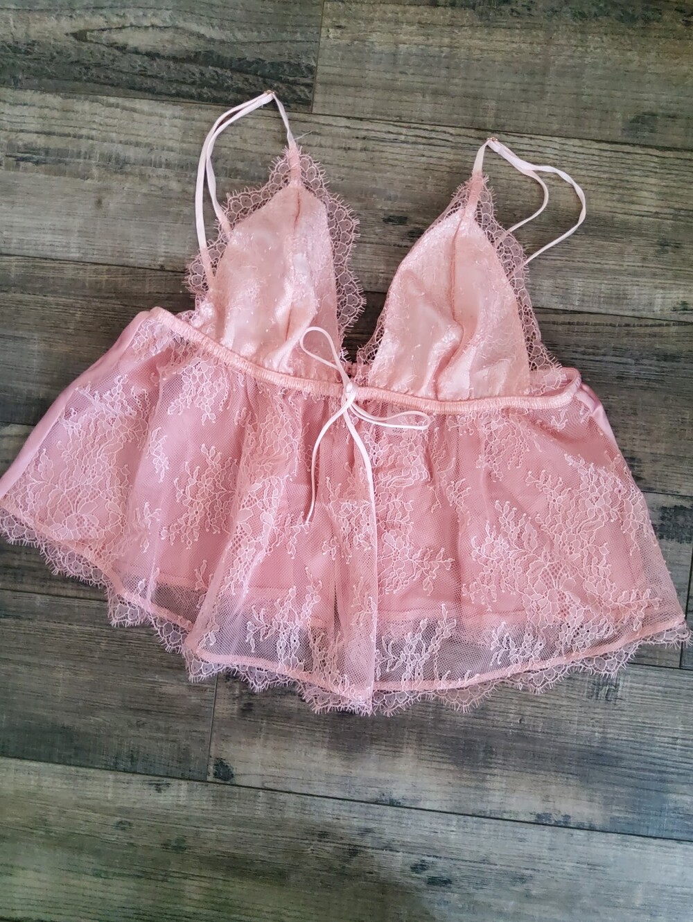 Victorias Secret Pink Lace Sheer Babydoll Camisole